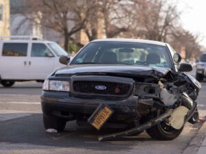 smashed up car